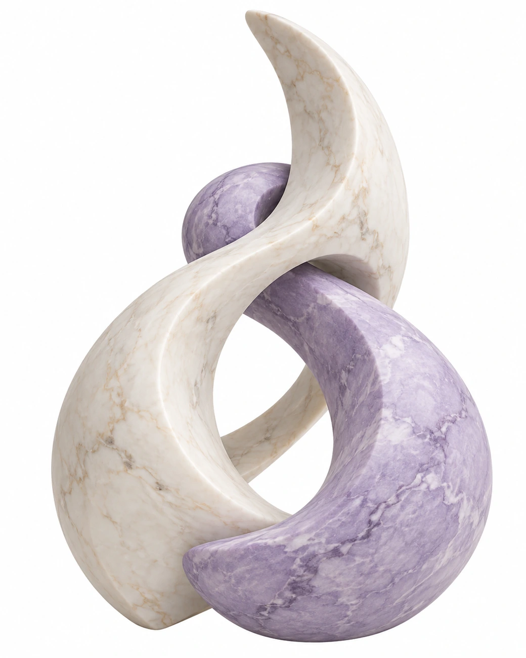Interlocking ivory and lavender sculptural arcs